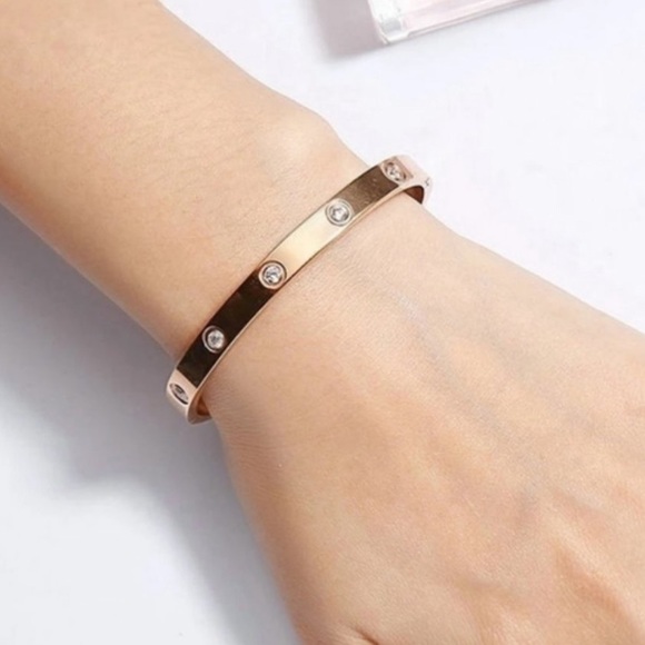 NEW Rose Gold Round Diamond Bangle Bracelet - Picture 3 of 7